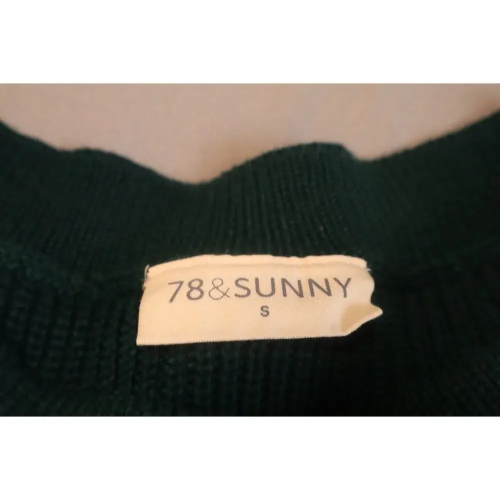 NEW 78&Sunny SEAS Coastal Hunter Green One Shoulder Ribbed Knit Sweater S